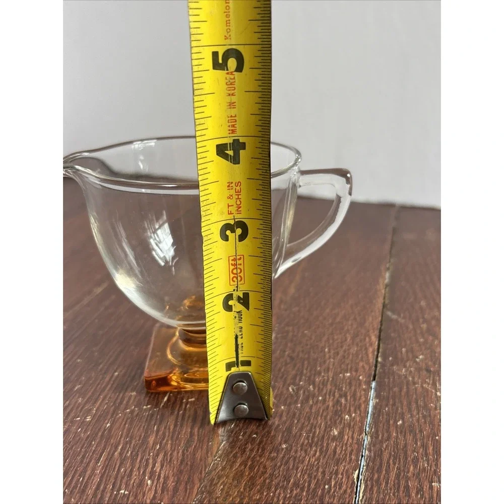 Fostoria‎ 4020 Glass Creamer Square Apricot Peach Pedestal Base